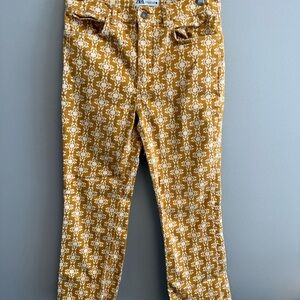 Zara Mustard and White Patterned Trousers
